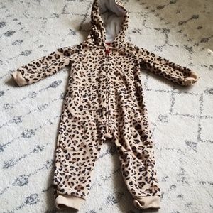 Carters leppard zip fleece one piece